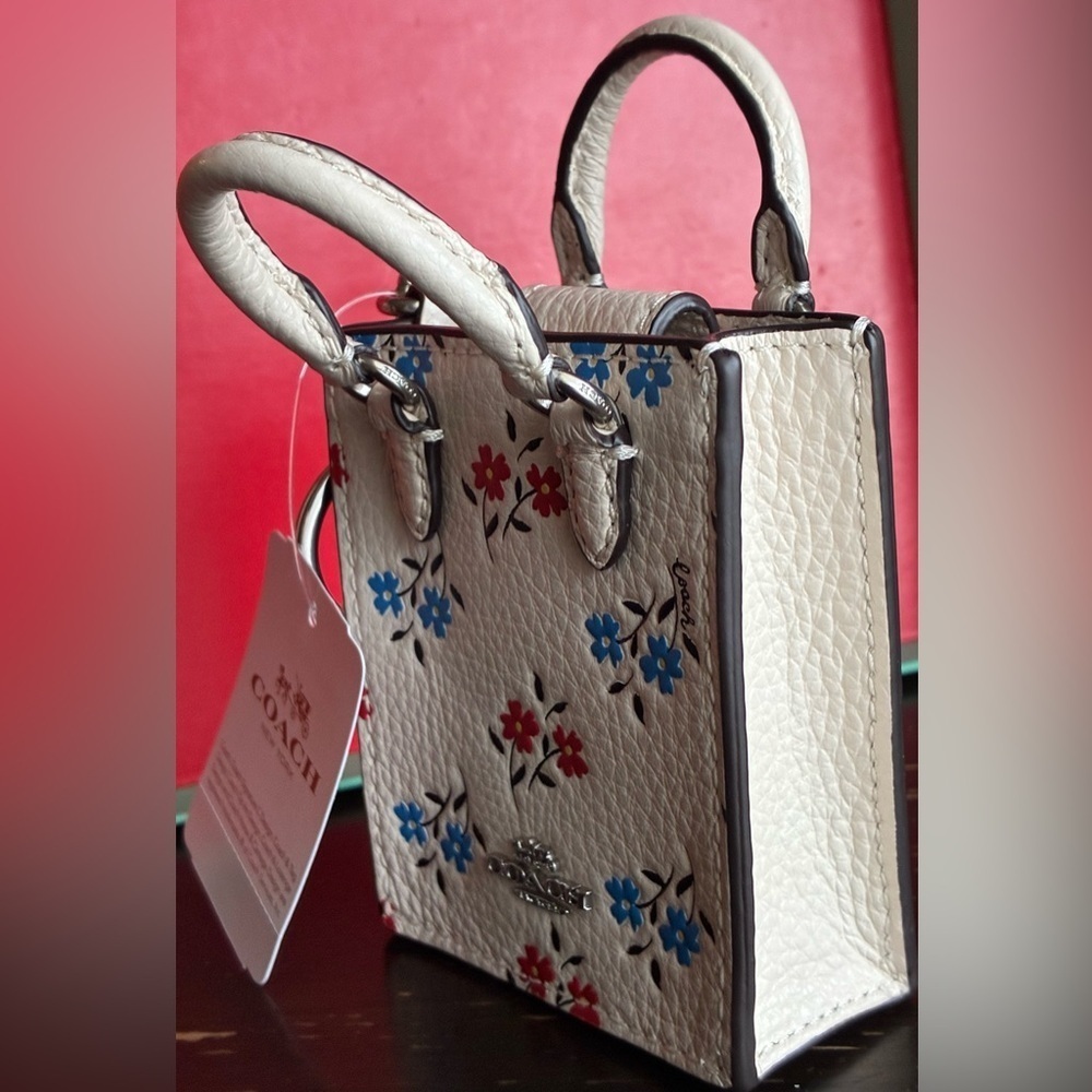 Coach Floral Key Holder in White with Red and Blue Accents - Picture 10 of 13